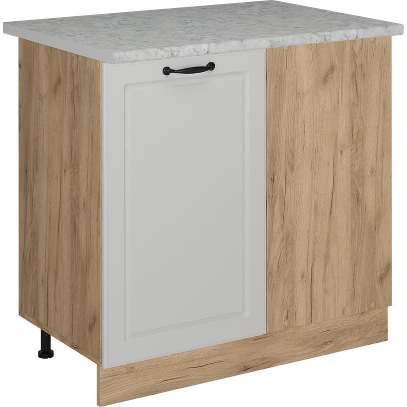 Vicco, Regal, Eckunterschrank R-Line, Weiss Landhaus/Goldkraft Eiche, 86 cm AP Marmor