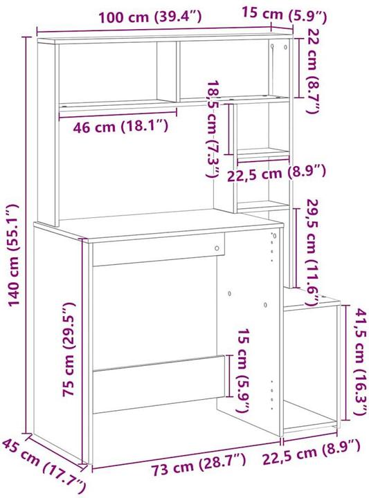 Immagine prodotto vidaXL Schreibtisch (100 x 45 x 140 cm)