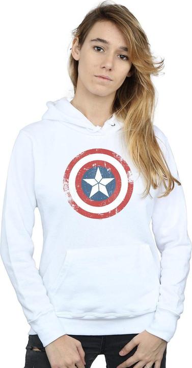 Actual product image Womens/Ladies Captain America Civil War Distressed Shield Hoodie (S)