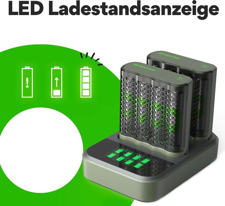 Image du produit GP Batteries Rechargeur de batterie (8 pcs, AA, AAA, Piles rechargeables + chargeur)