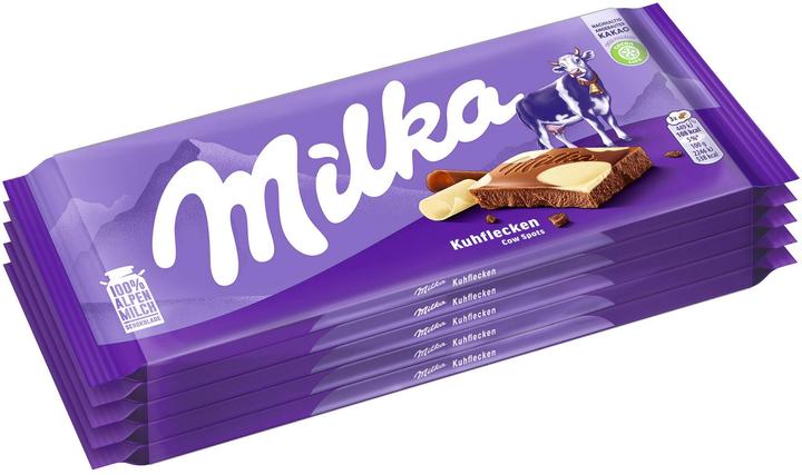 Milka Tafelschokolade Kuhflecken 5 x 100 g, Produkttyp: Milch (510 g)