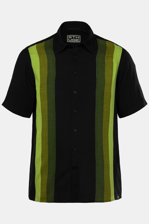 Sthuge Streifenhemd, Halbarm, Kentkragen, kastiger Fit