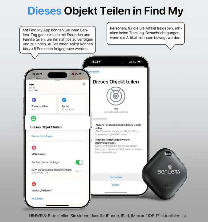 Produktbild Benlera Smart Tag Schlüsselfinder im 4er-Pack für iOS (iOS)
