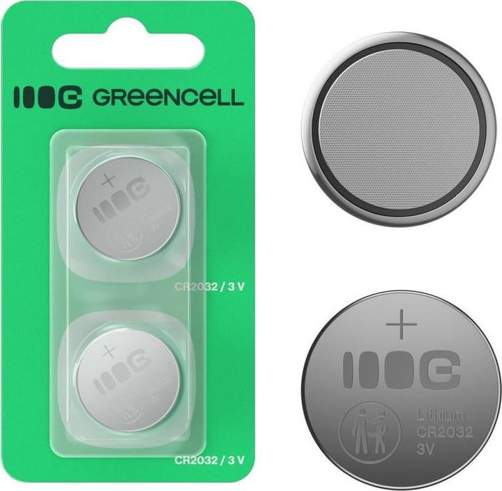 GreenCell Charger Green cell Baterijas Green Cell 2x Lithium CR2032 3V 220mAh (2 pcs., CR2032, 220 mAh)