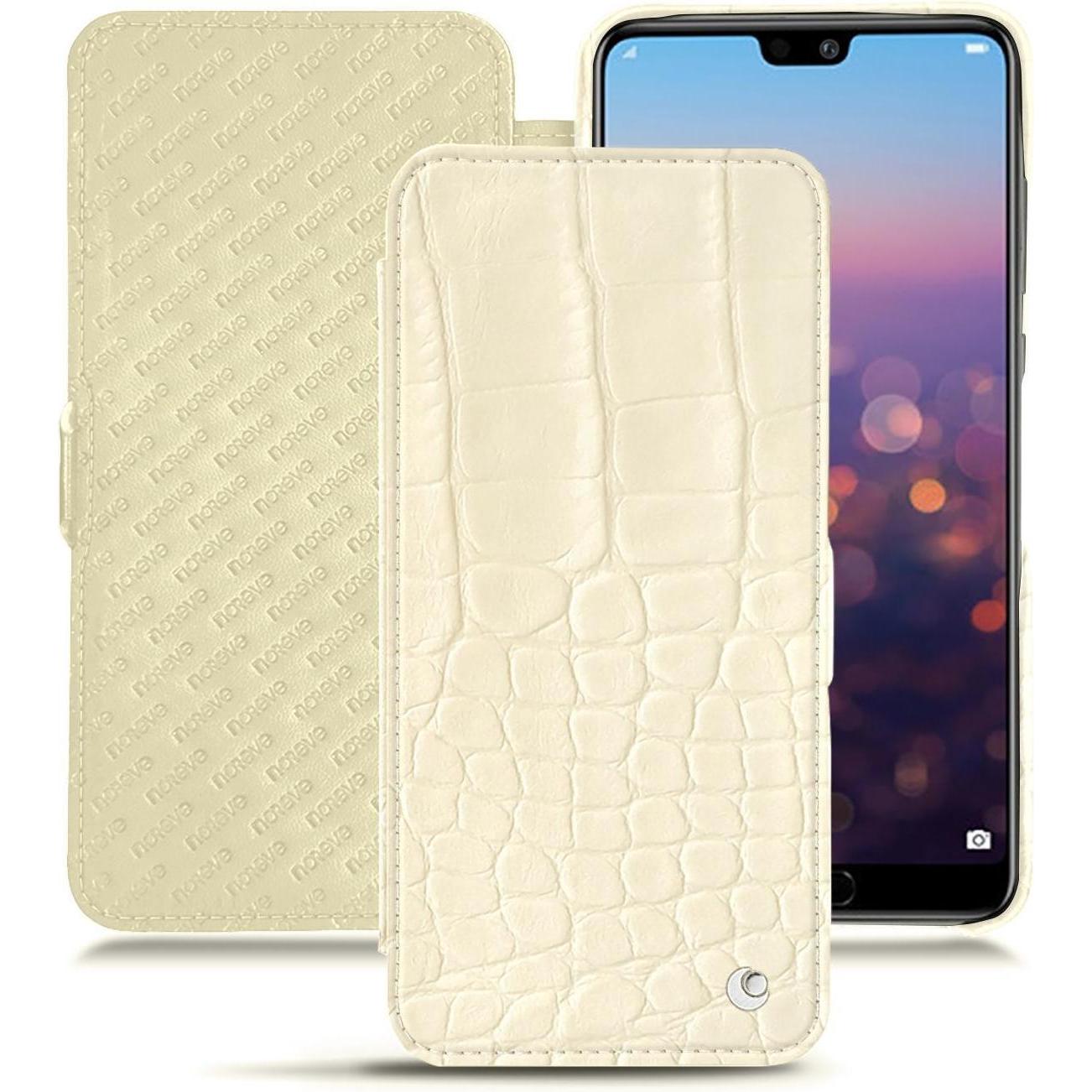 Thumbnail - Noreve Lederschutzhülle horizontal (Huawei P20 Pro), Smartphone Hülle, Weiss