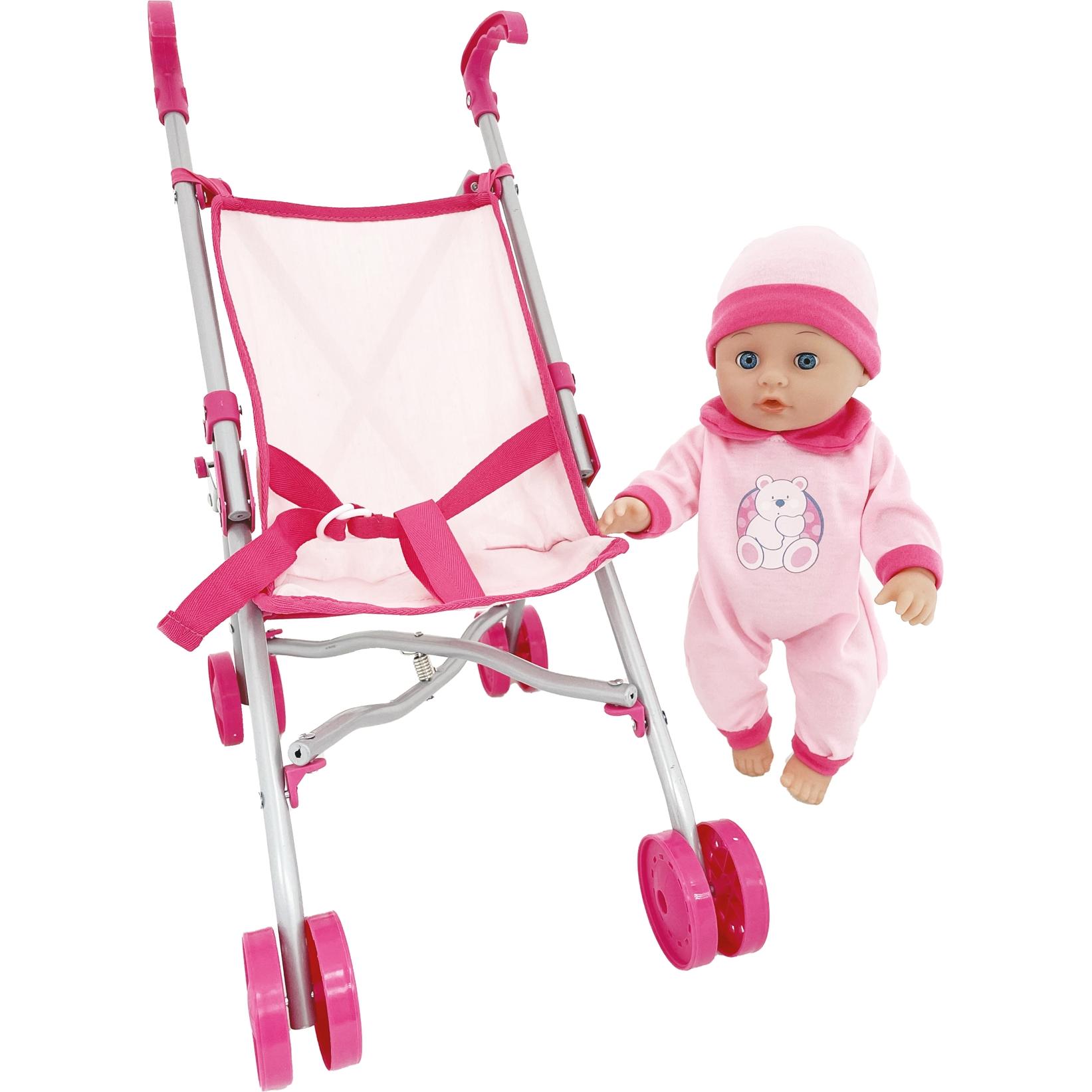 Dimian Toys Puppe 36cm, mit Buggy
