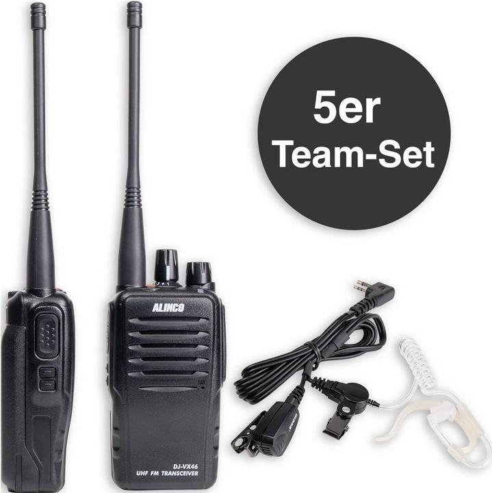 Actual product image Alinco Team-Set DJ-VX-46 + KEP-24-AL 150101 PMR-Handfunkgerät 5er Set