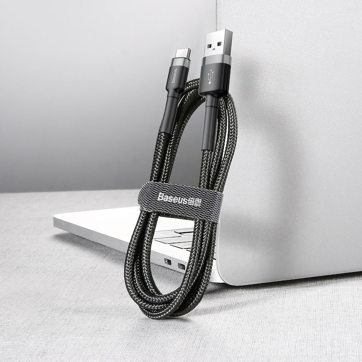 Productafbeelding Baseus cafule Kabel USB Voor Type-C 2A 3m Grijs+Zwart (3 m, USB 2.0)