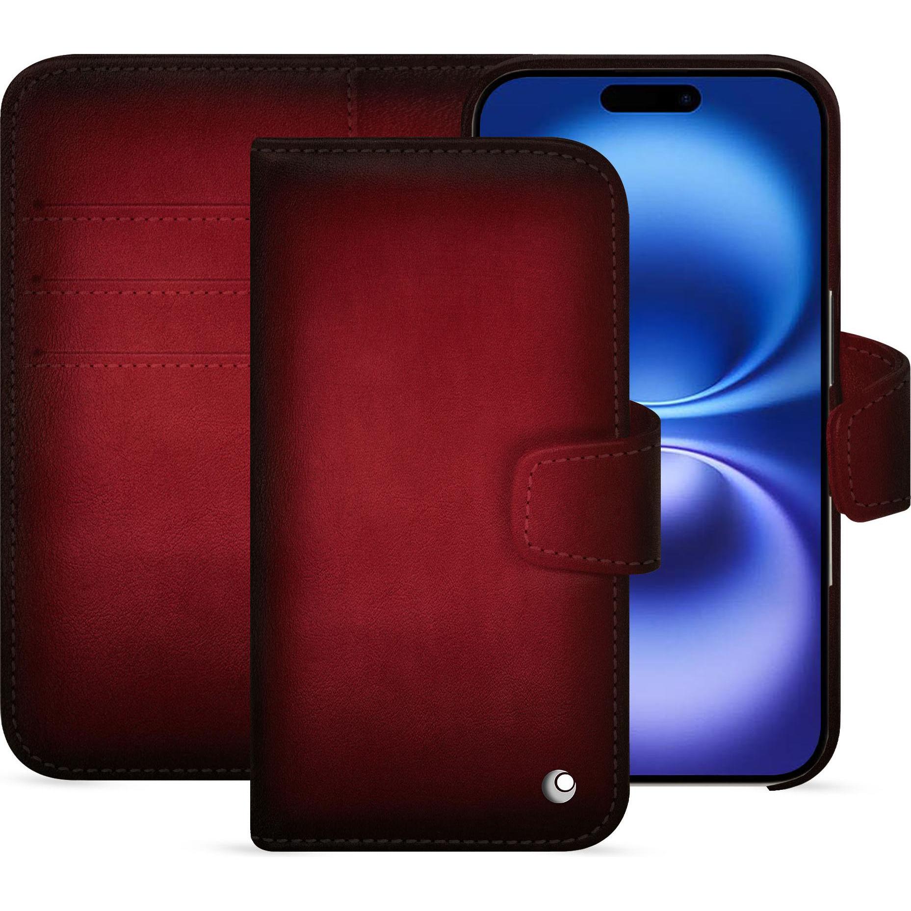 Noreve Lederschutzhülle Apple iPhone 16 (Apple iPhone 16), Smartphone Hülle, Rot