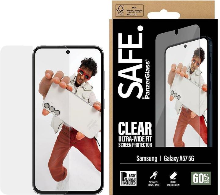 Actual product image PanzerGlass SAFE Displayschutz Samsung Galaxy A57 | Ultra-Wide Fit EasyAligner (1 pcs., Samsung Galaxy A57)