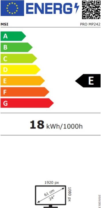Label énergétique MSI Pro MP242 (23.8 pouces) Pixel LCD (1920 x 1080 pixels, 23.80")