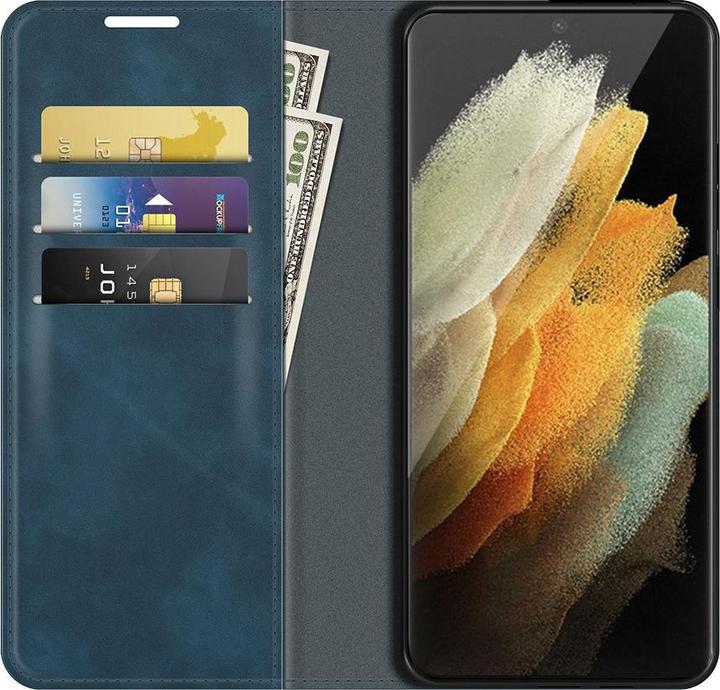 Produktbild Cover-Discount Galaxy S22 Ultra - Seidige Stand Flip Case Hülle dunkelblau (Samsung Galaxy S22 Ultra)