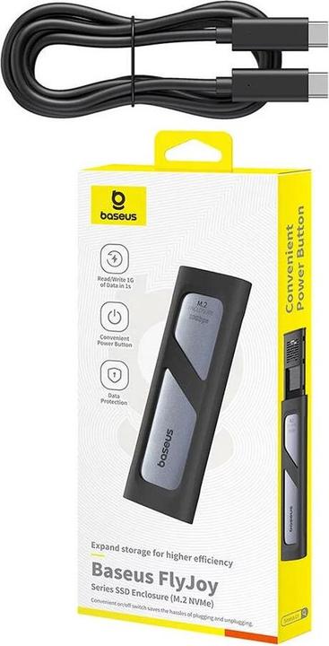 Actual product image Baseus FlyJoy Series SSD Enclosure (M.2 NVMe) Space Grey (M.2 2280)
