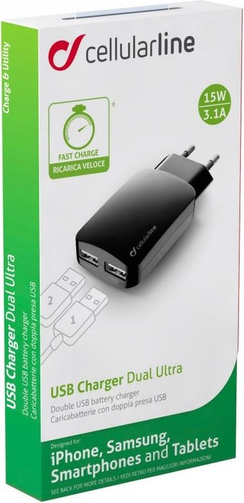Image du produit Cellularline Chargeur USB Dual Ultra (15 W)