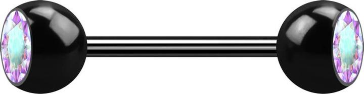 Actual product image Star Piercing Micro barbell black with two multicolour crystal balls (without brass, Surgical steel 316L)