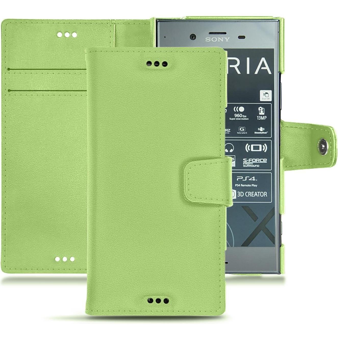 Noreve Lederschutzhülle Wallet (Sony Xperia XZ1), Smartphone Hülle, Grün