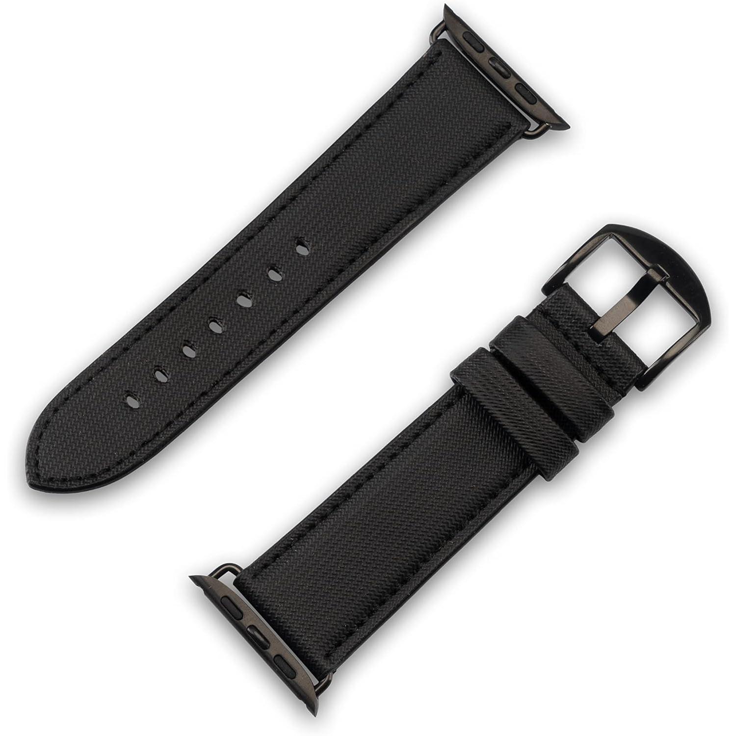 JT Berlin Apple Watch 42/44/45/49mm - Wannsee schwarz (45 mm, 44 mm, 42 mm, 49 mm, Edelstahl, Echt Leder, TPU) (10843)