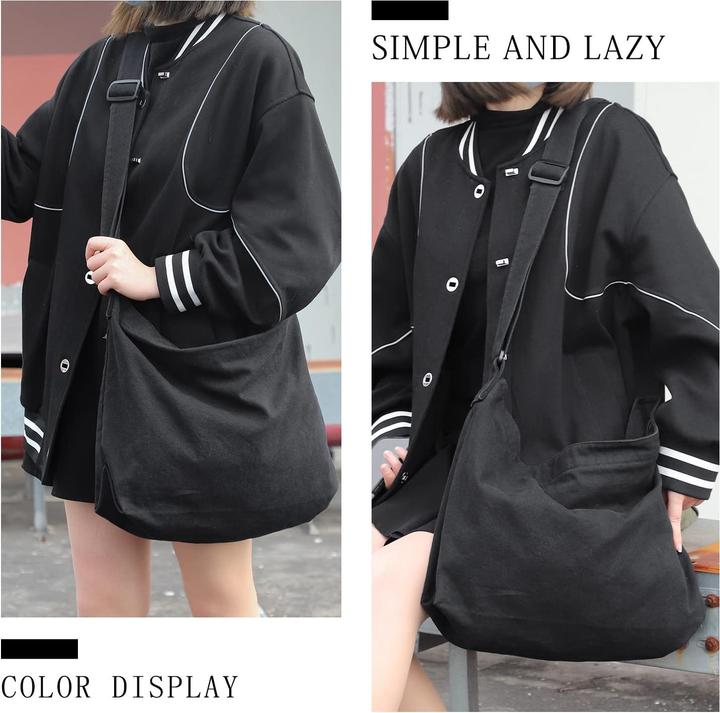 Produktbild Only-Bags.Store Canvas Umhängetasche, Canvas Crossbody Bag Grosse Umhängetasche mit verstellbarem Riemen