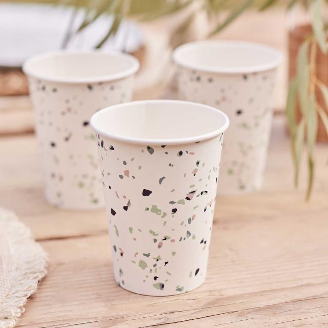 Produktbild Ginger Ray Eco-Pappbecher Terrazzo Print (8 x)