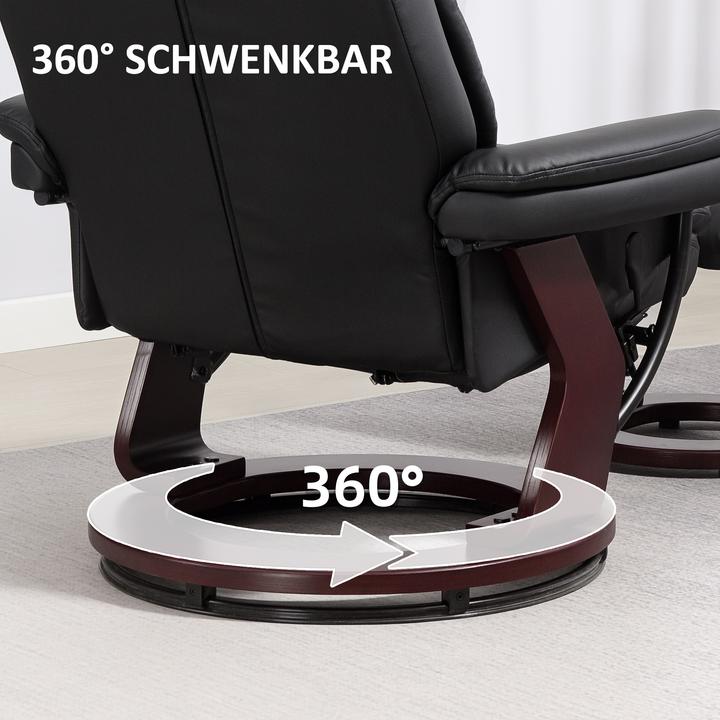 Image du produit Homcom Relaxsessel mit Hocker Kunstleder Schwarz