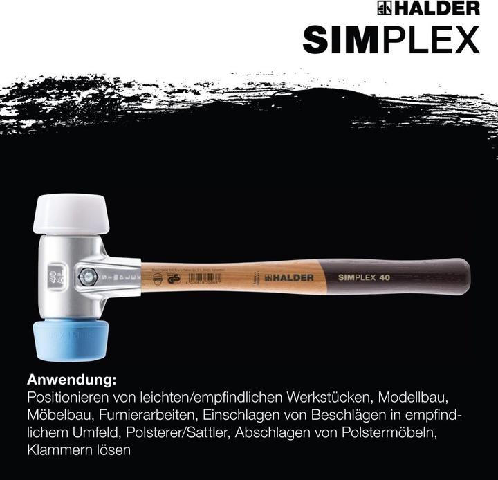 Actual product image Halder Soft faced hammer 430 50mm TPE soft/superplastic AL housing simplex (430 g)