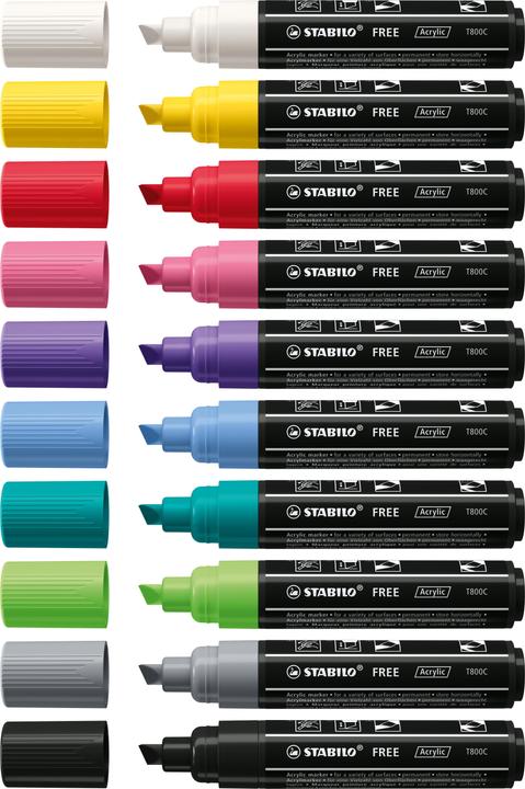 Actual product image STABILO Acrylic marker - FREE Acrylic - T800C wedge tip 4-10mm - single pencil - cobalt blue (Cobalt blue, 10 mm, 1 x)