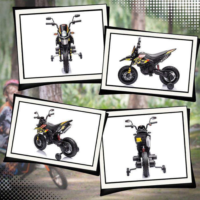 Produktbild Swisshandel24 Kinder Elektro-Motorrad, 12V Kindermotorrad mit Musik, 6 km/h, 3-8 Jahre, bis 30kg, gelb (12 V)