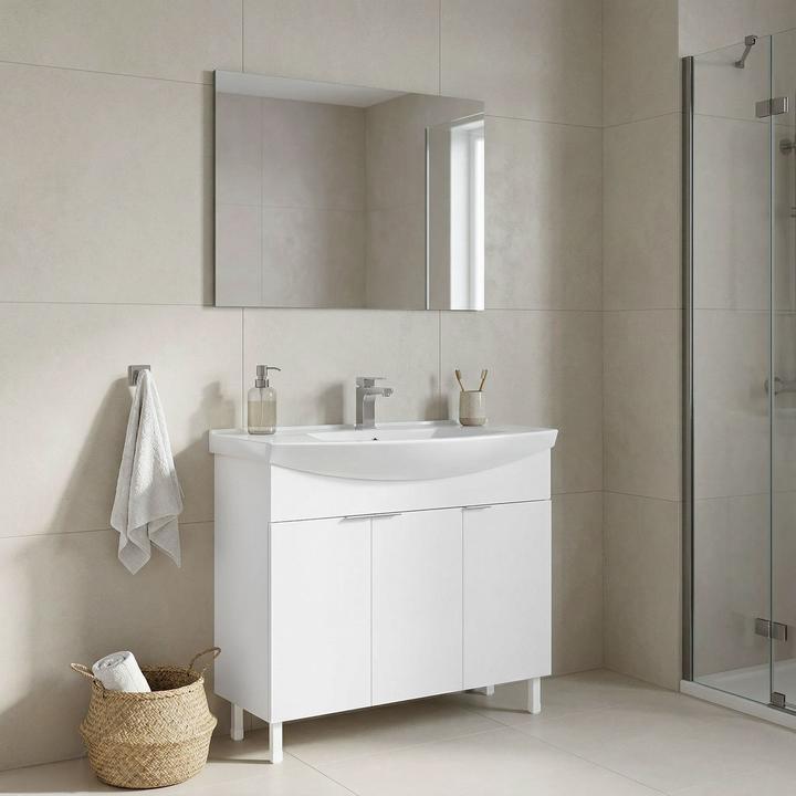 Produktbild Homitis Purus 100 Bathroom Cabinet With Sink & Mirror Set (2 Pieces)