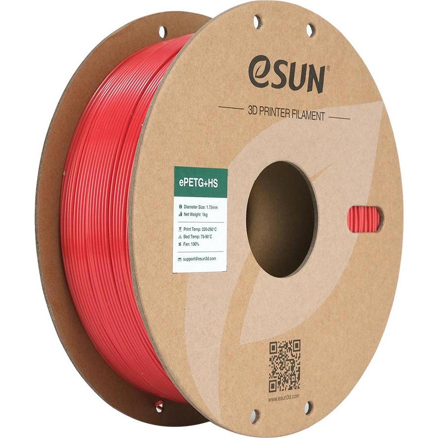 eSUN EPETG+HS 1,75mm SOLID RED 1kg (PETG, 1.75 mm, 1000 g, Rot), 3D Filament, Rot