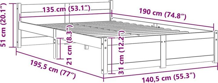 Image du produit vidaXL Bettrahmen (135 x 190 cm)
