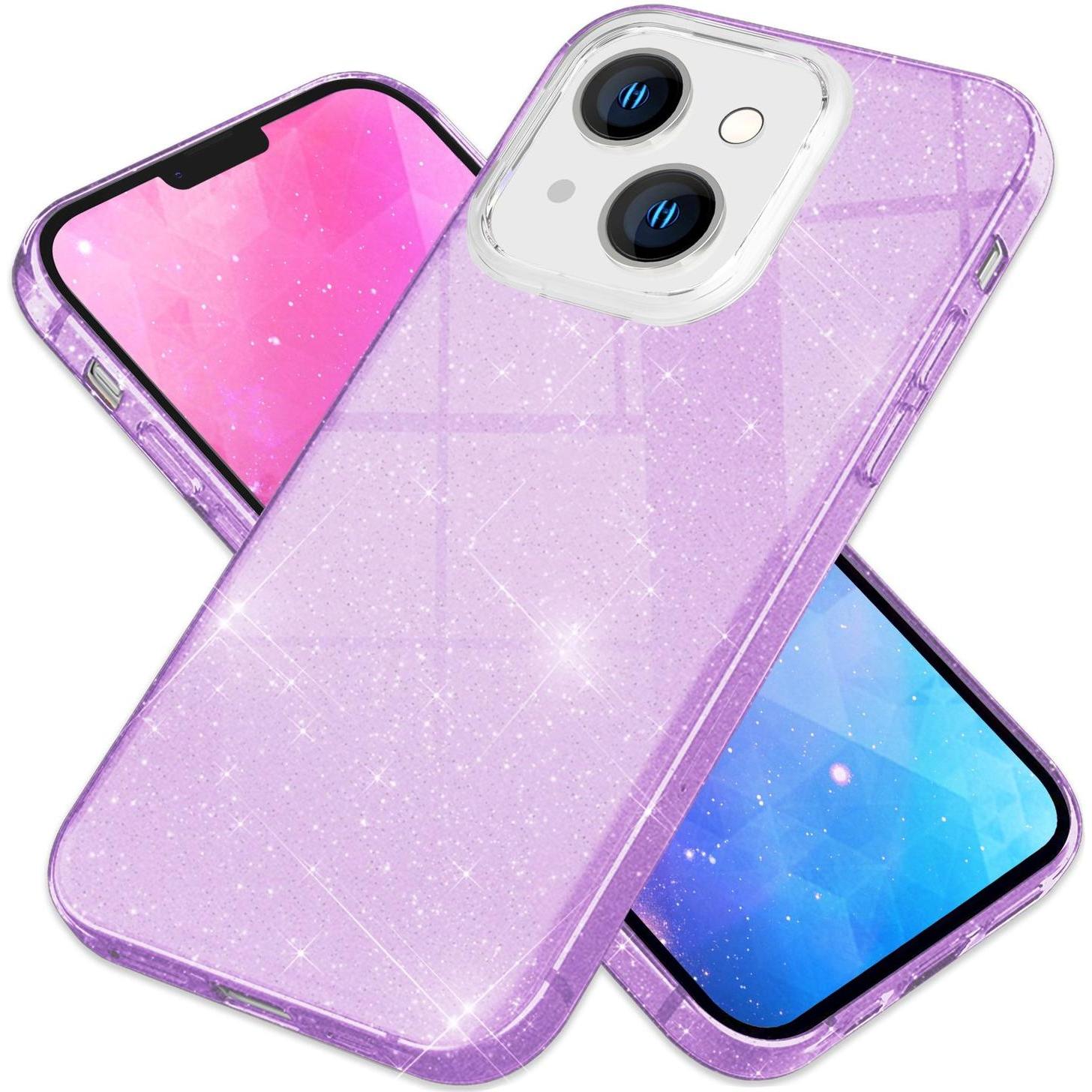 Nalia Glitzer Hülle (Apple iPhone 14 Plus), Smartphone Hülle, Violett