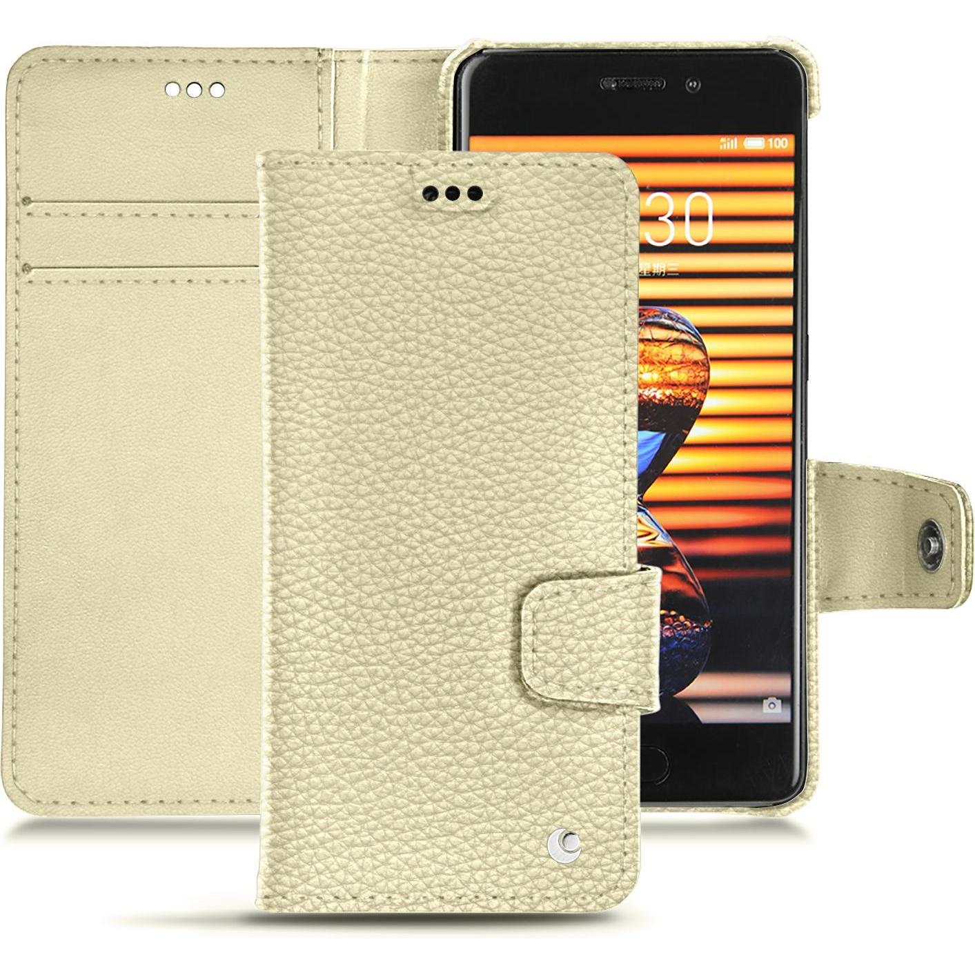 Noreve Lederschutzhülle Wallet (Meizu Pro 7 Plus), Smartphone Hülle, Weiss