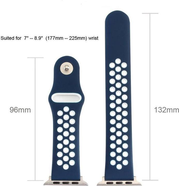 Immagine prodotto Hermex Apple Watch 44mm / 42mm S / M Silicone Sport Strap Cinturino Morbido BLU BIANCO (44 mm, 42 mm, Silicone)