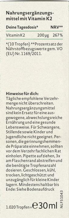 Nährwerte und Zutaten Nature Love Vitamin K2 (Flüssigkeit)