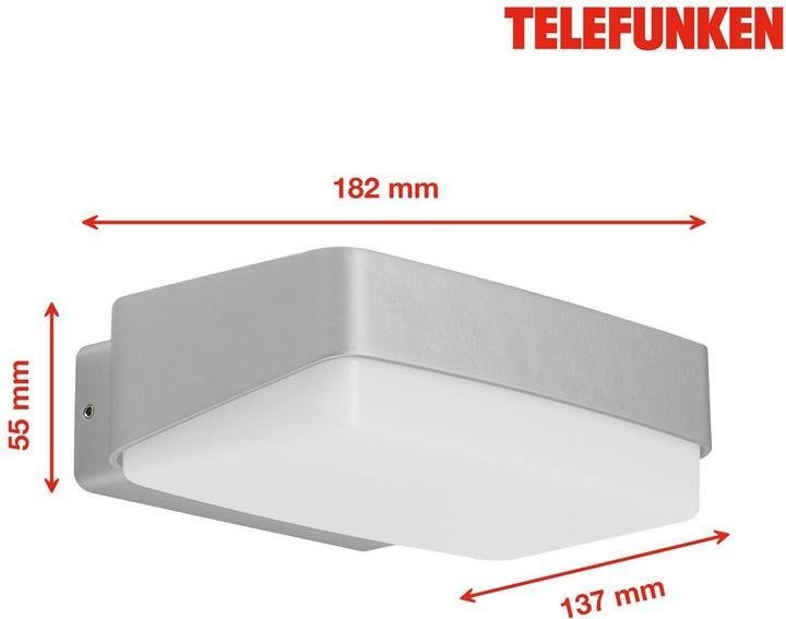Produktbild Telefunken MAINZ LED Aussenwandleuchte IP44 14W Silberfarbig IP44 Neutralweiss (IP44)
