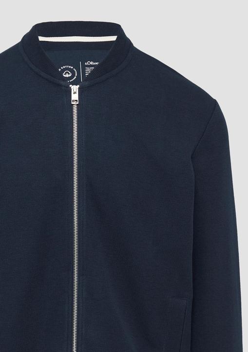 Produktbild s.Oliver Sweatshirt Jacke Sweatshirt-Jacke mit Bomberkragen und Struktur (M)