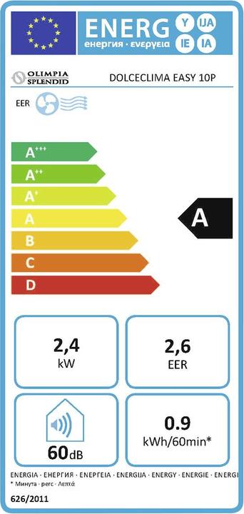 Etichetta energetica Olimpia Splendid Dolceclima Easy 10 P (8189.14 BTU/h)