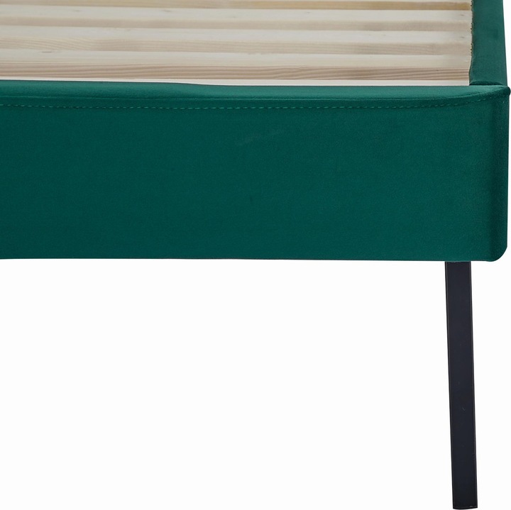 Immagine prodotto En.Casa Letto imbottito Porvoo in velluto 140x200 cm verde scuro (140 x 200 cm)