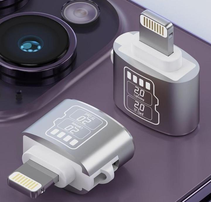 Actual product image PowerGuard Tinyplug Lightning MicroSD Photo Video File Transfer Adapter (Lightning, MicroDot)