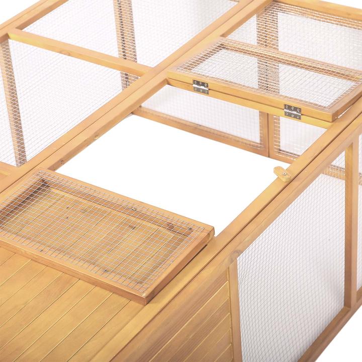 Actual product image Wiltec Small animal hutch foldable 153x110x55cm rabbit hutch fir wood wire mesh