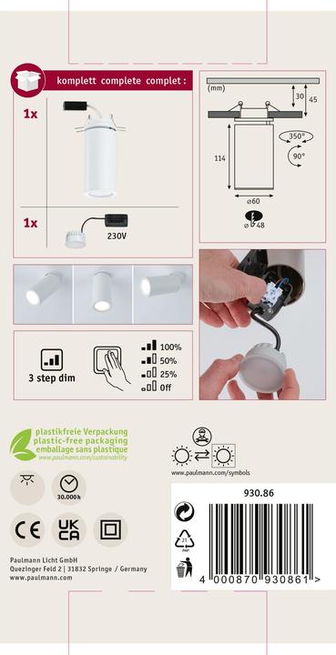 Produktbild Paulmann Einbauleuchte Turnal Set (470 lm)