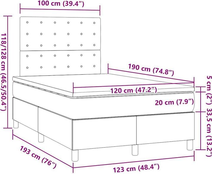 Image du produit vidaXL Boxspringbett (120 x 190 cm)