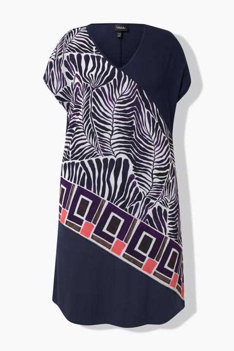 Actual product image Ulla Popken Patch Print Chiffon Panel Dress (62)