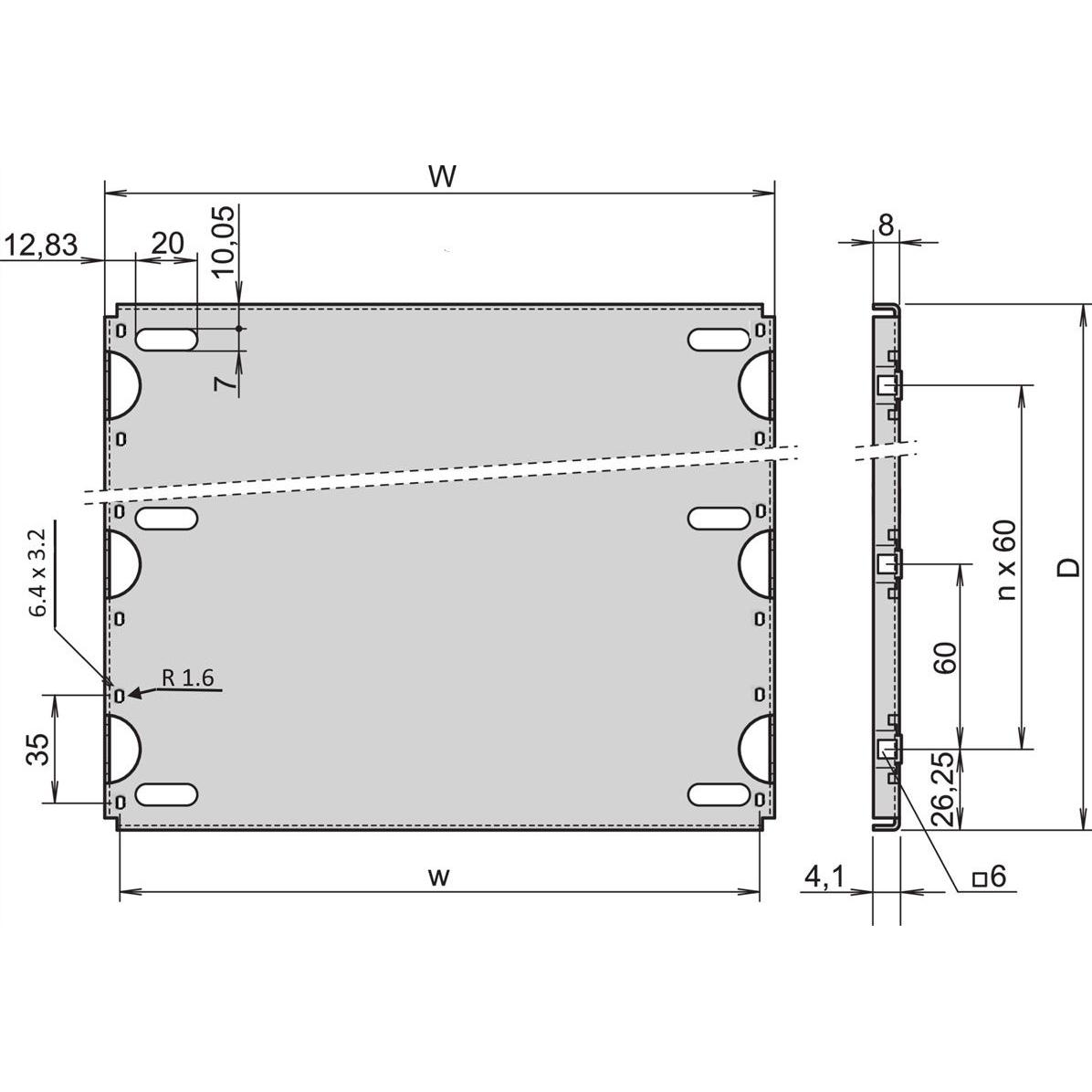 Thumbnail - Schroff Montageplatte Standard - MONTAGEPLATTE 160T 63TE, Serverschrank Zubehör