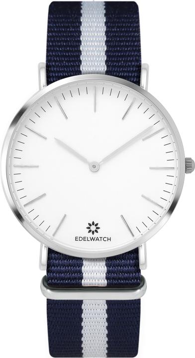 Image du produit Edelwatch Montre 41 mm (Men) cadran doré fond blanc (pile non incluse) Bracelet rouge / blanc / bleu (41 mm)