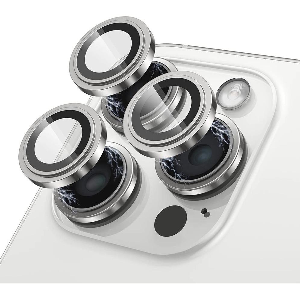 Lito - S+ Camera Glass Protector - iPhone 15 Pro / iPhone 15 Pro Max - White Titanium (Apple iPhone 15 Pro, Apple iPhone 15 Pro Max), Pellicola protet
