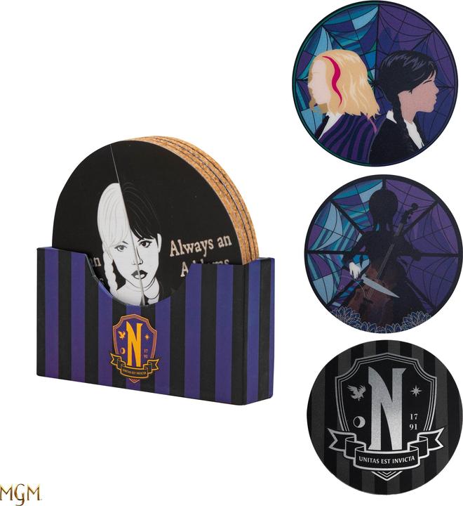 Cinereplicas Wednesday Coaster 4-Pack (4 x, Glass coaster)