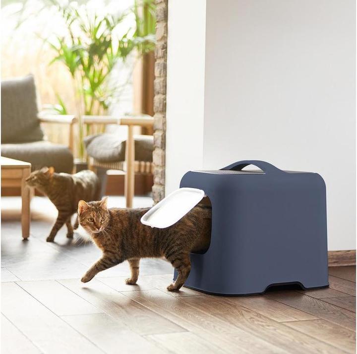 Immagine prodotto Rotho Katzentoilette Bea Navyblau, Stromversorgung: Keine, App (Lettiera per gatti chiusa)