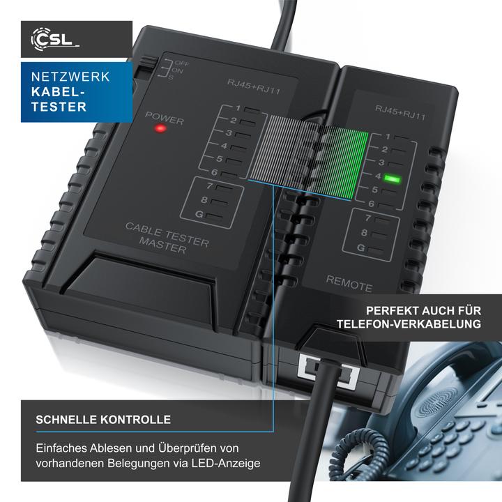 Actual product image CSL Network cable tester for RJ45 RJ11 cables - Patch cable line tester - LAN Network Cable Tester
