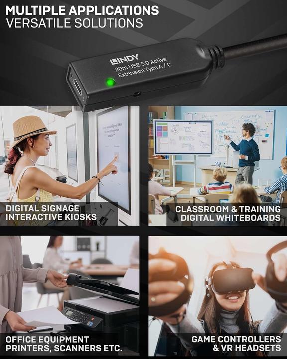 Produktbild Lindy 20m USB 3.0 Active Extension Type A to C (20 m, USB 3.2 Gen 1)